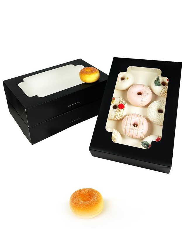 Auto-pop up Black Cookie Box with Window 12x8x2.5 inch 32 Packs Two Uses One ... gallery