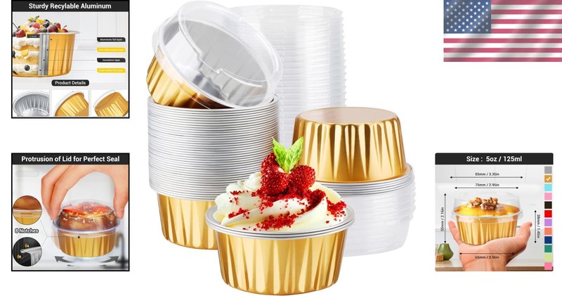 Gold Mini Baking Cups with Lids - 50 Pack gallery