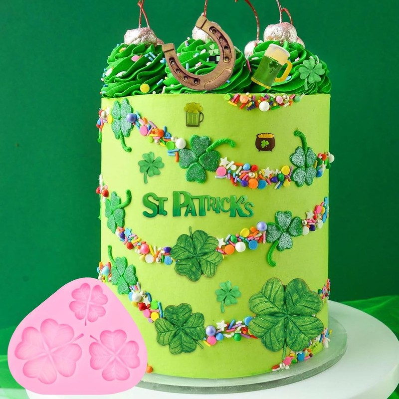 5Pcs St. Patrick's Day Silicone Molds, Shamrock four leaf 5 pcs molds(LC104) gallery