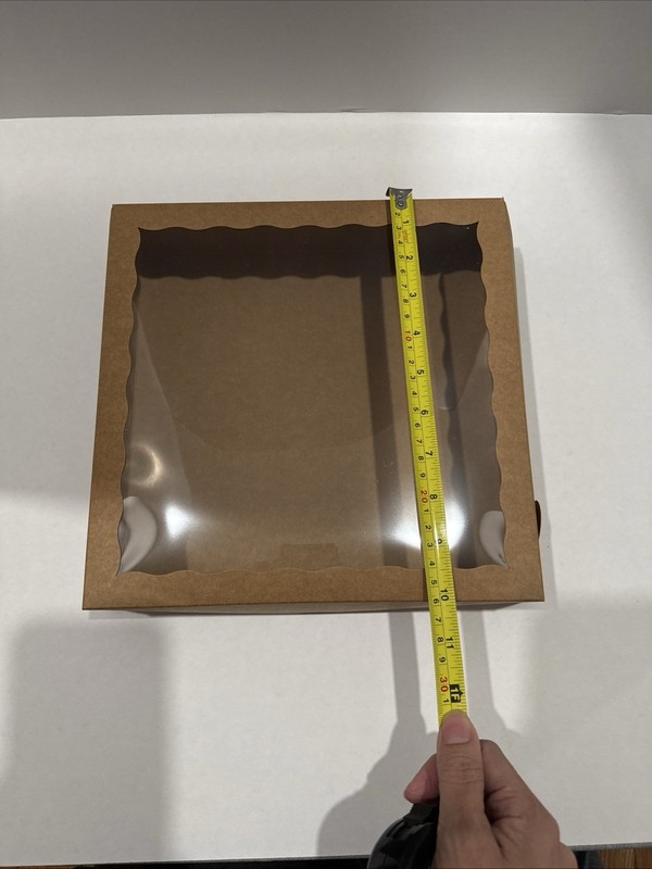 Brown Cardboard Square Cake Box with Clear Window Lid 10x10x2.5 in ,22 units gallery