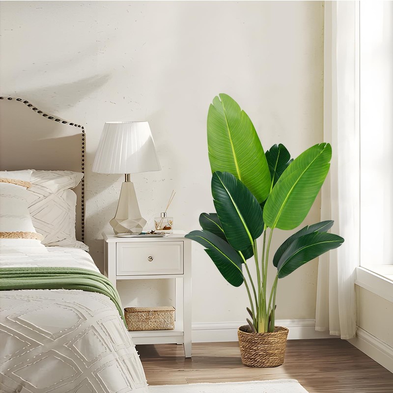 Cetrd Artificial Bird Of Paradise Plant 8Ft Fake Tropical Palm Tree 18Trunks gallery
