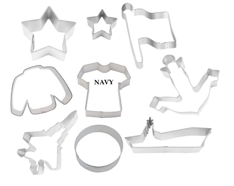 9 Piece Navy Military Cookie Cutter Set Metal