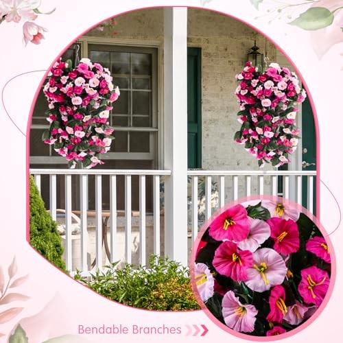 Suncalla Pcs Artificial Fake Hanging Flowers Plants for Outdoor Faux 2 Pink gallery
