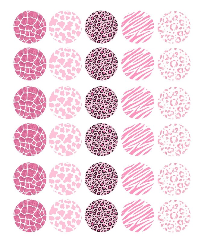 Edible pink Fashion animal print Icing Wafer cupcake Topper Birthday Decorations gallery