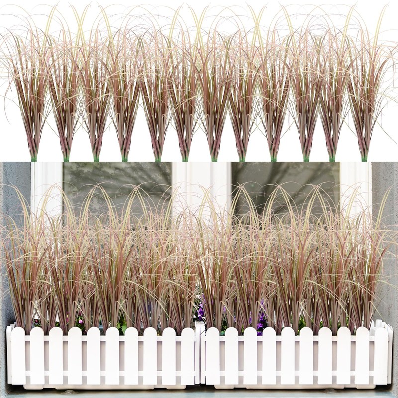 LUZOGA 36Pcs Artificial Grass Plants, Faux Shrubs Wheat Grass, Artificial Tall G