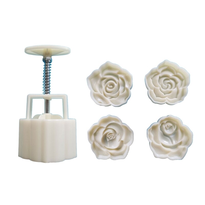 Rose Flower Shape Moon Cake Mold MidAutumn Festival Mooncake Maker Cookie Stamps