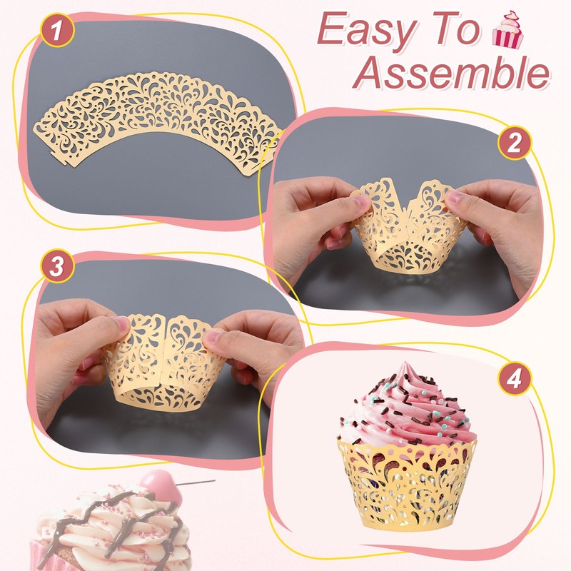 50-Pack Water Drop Cupcake Liners for Wedding Party Decoration[Dark Red] gallery