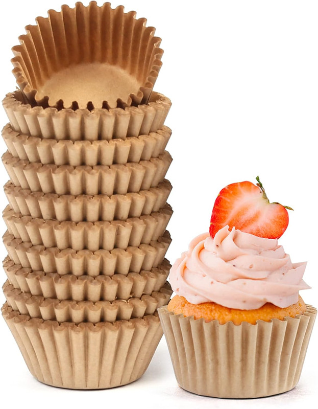 500Pcs Mini Cupcake Liners, Natural Muffin Liners Baking Cups, Greaseproof Paper gallery