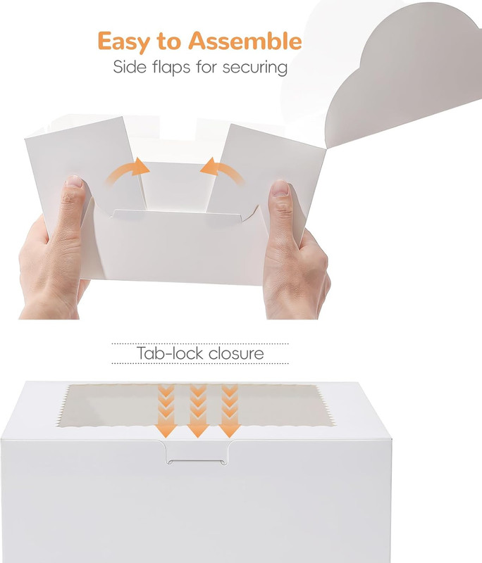 Small Cake Boxes 8 Inch with Window, 4 Set Bakery Boxes with Cake Boards & Stick gallery