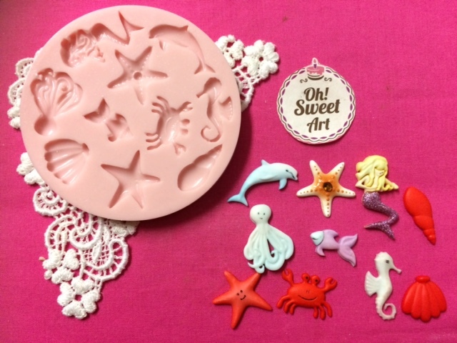 Mermaid and Sea Set Seascape silicone mold fondant cake decorating cupcake FDA