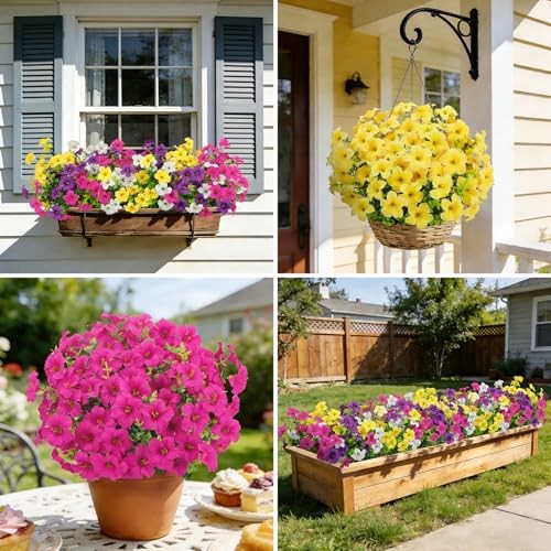 20 Bundles Artificial Petunias Flowers for Outdoors, Faux Silk Multi Color gallery