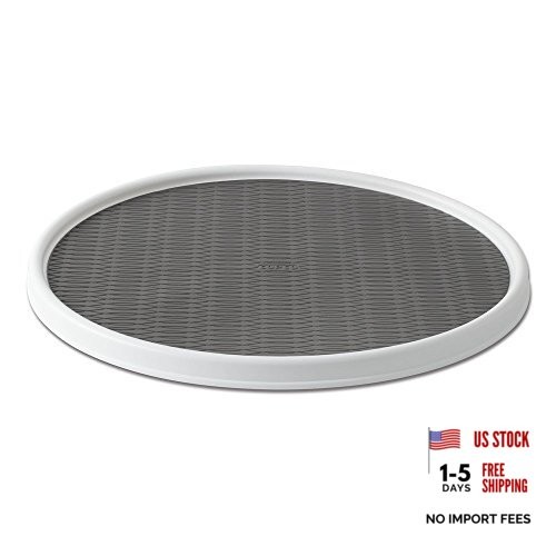 18-Inch Lazy Susan Turntable Organizer, Non-Skid Pantry or Cabinet White/Gray