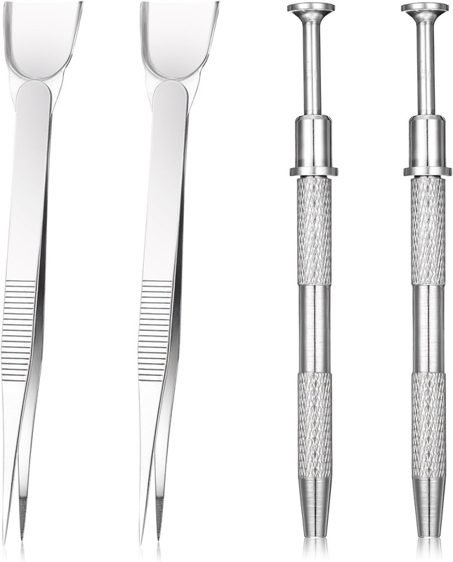 Stainless Steel Bead Scoop and Cake Decorating Tweezers Tool, Silver gallery