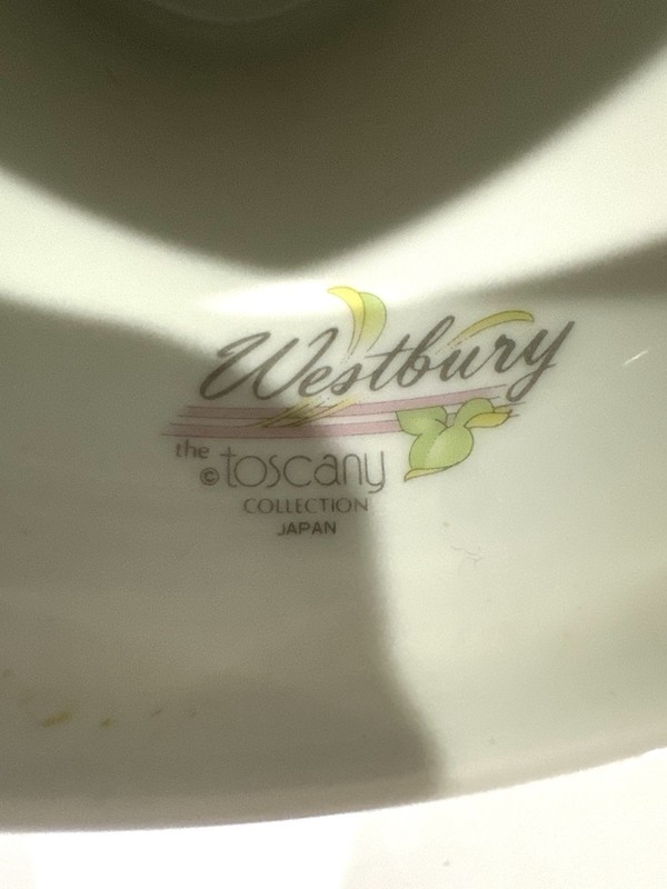 Vtg Pedestal Cake Platter Stand Westbury Tuscany Yellow Orange Floral Dessert gallery