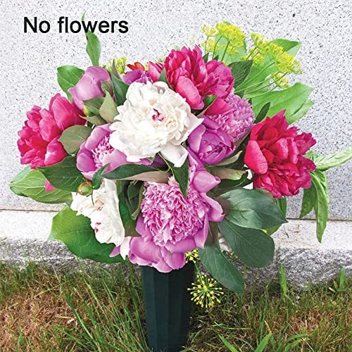 2pcs Cemetery Vase for Grave Decorations, Headstones Flower Holder with Green gallery