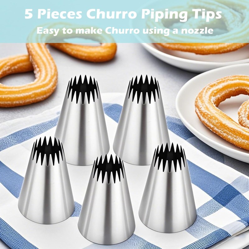 5 PCS Stainless Steel #9FT Large Churro Piping Tips Icing Nozzle for Cake gallery