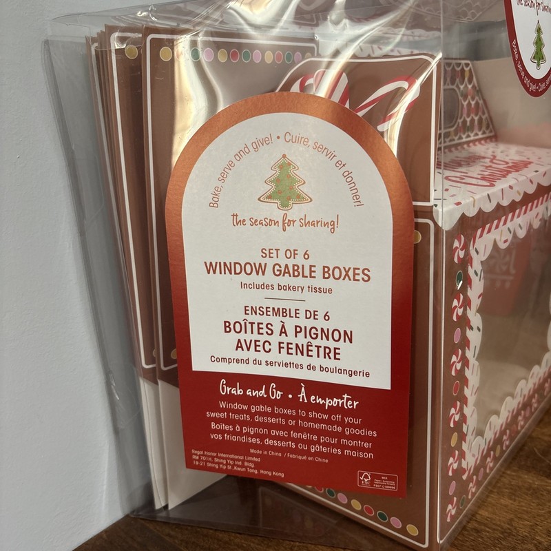 New Gold Eagle Print Gingerbread Gable Treat Boxes w/ Window 6 Pack Holiday gallery