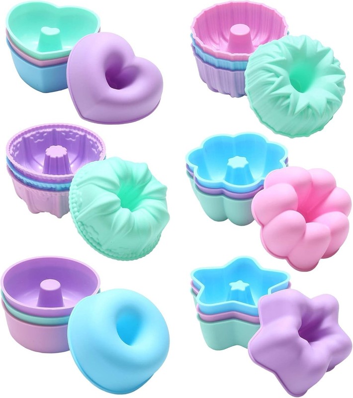 Reusable 24 Pack Silicone Baking Molds - Perfect for Donuts, Muffins, and More gallery