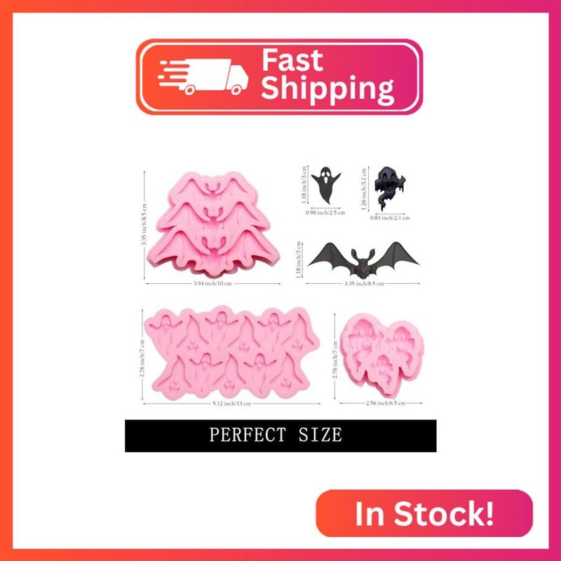 Ghost Halloween Silicone Molds, 3 Packs Bat Halloween Fondant Molds for Hallowee gallery