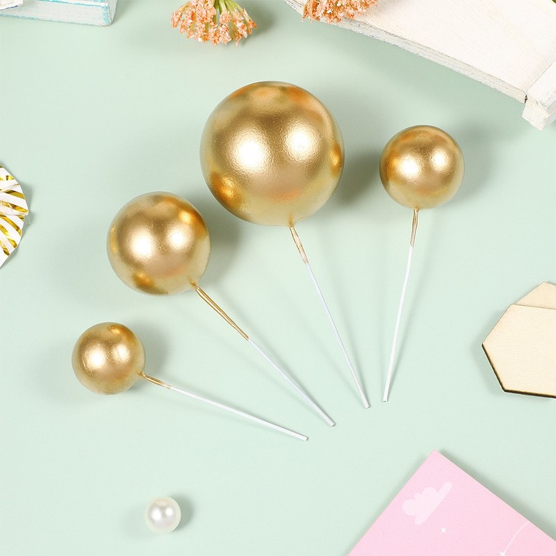 20Pcs Reusable Round Cupcake Topppers Golden Cake Picks for Dessert Decoration gallery
