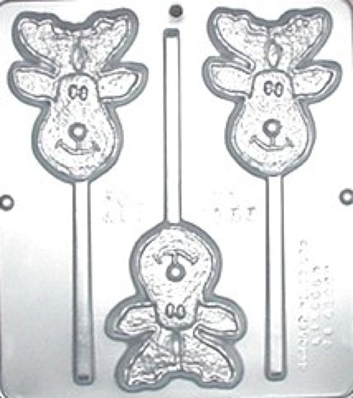 Happy Reindeer Moose Lollipop Chocolate Candy Mold Christmas 2133 NEW gallery