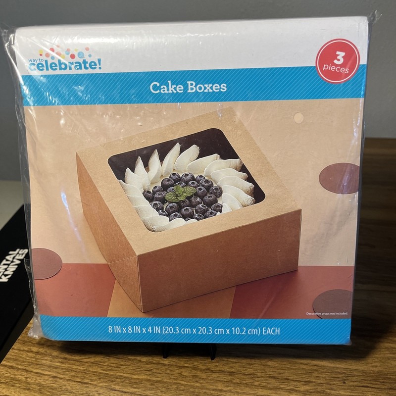 Way to Celebrate Cake Boxes 3 Pieces – (8 x 8 x 4 inches) 20.3 x 20.3 x 10.2cm