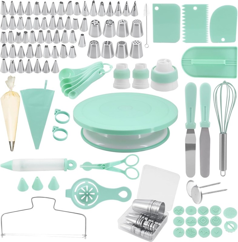 137 Pcs Cake Decorating Kit, Cake Decorating Set with Cake Turntable, Cake De…