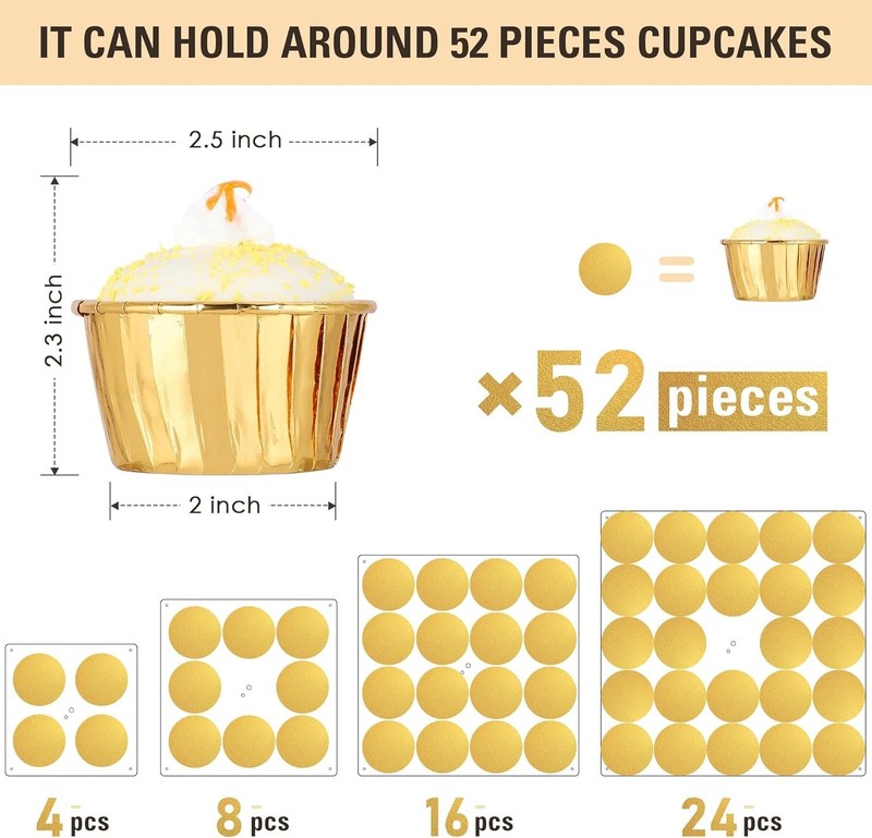 4 Tier Cupcake Stand with LED String Light, Acrylic Cupcake Display Stand, Sq... gallery
