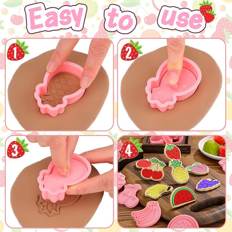 Rozer 8 Pcs Fruit Cookie Cutters with Plunger Stamps Set Christmas Fondant Cutte gallery