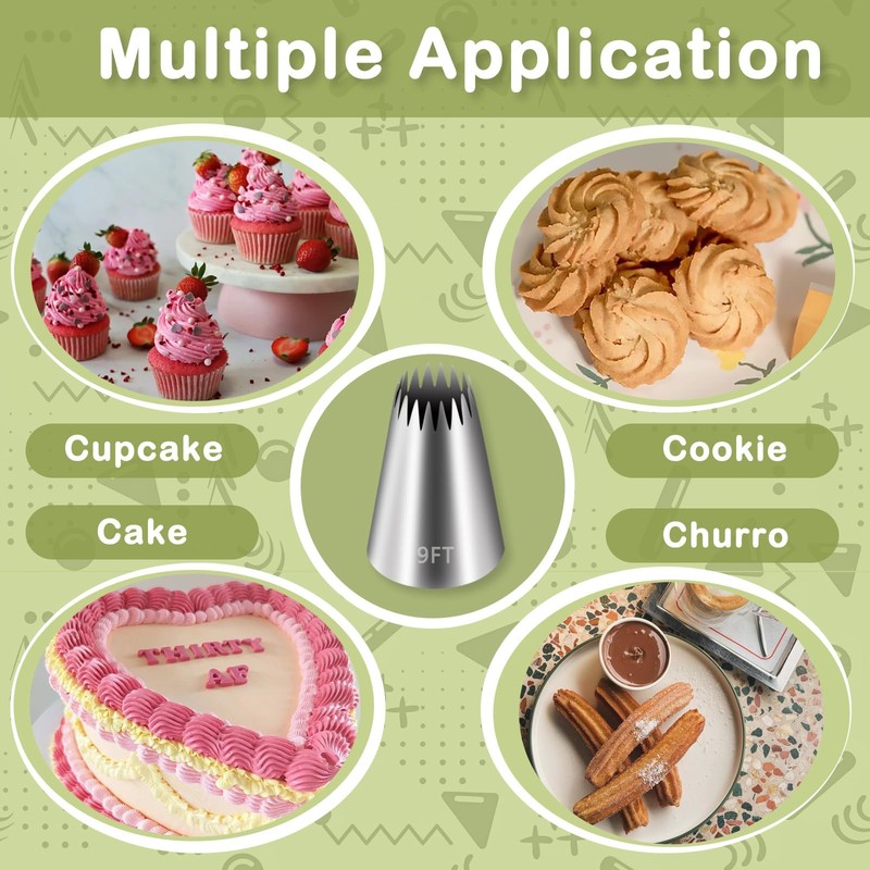 3 PCS 9FT Large Piping Tips For Cake Decorating Frosting Churro Kit Supplies gallery