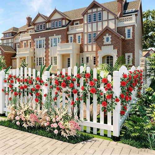 4 Pack Fake Rose Vine Flowers Plants 32.2 FT Artificial Flower Hanging Rose gallery
