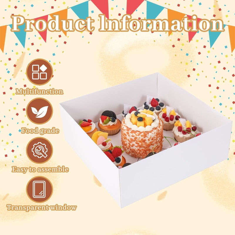 24 Packs Bento Cake and Cupcake Box Fit 12 muffin Cupcakes and 1 Mini with Clear gallery