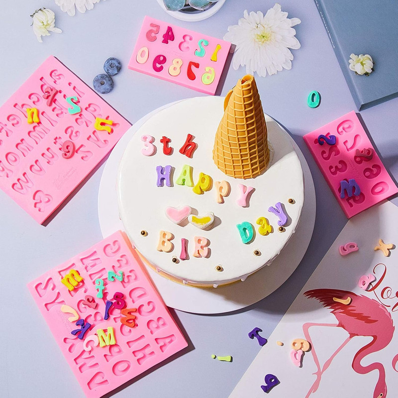 4 Pcs Silicone Letter Molds for Chocolate Letter Numbers Molds Valentines Day DI gallery