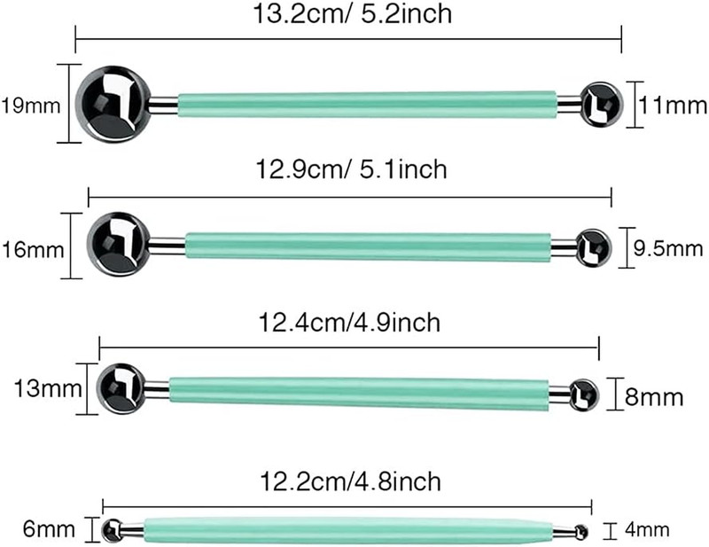 4 x Fondant Cake Decorating Clay Flower Sugarcraft Ball Model DIY Tool 8 Size...