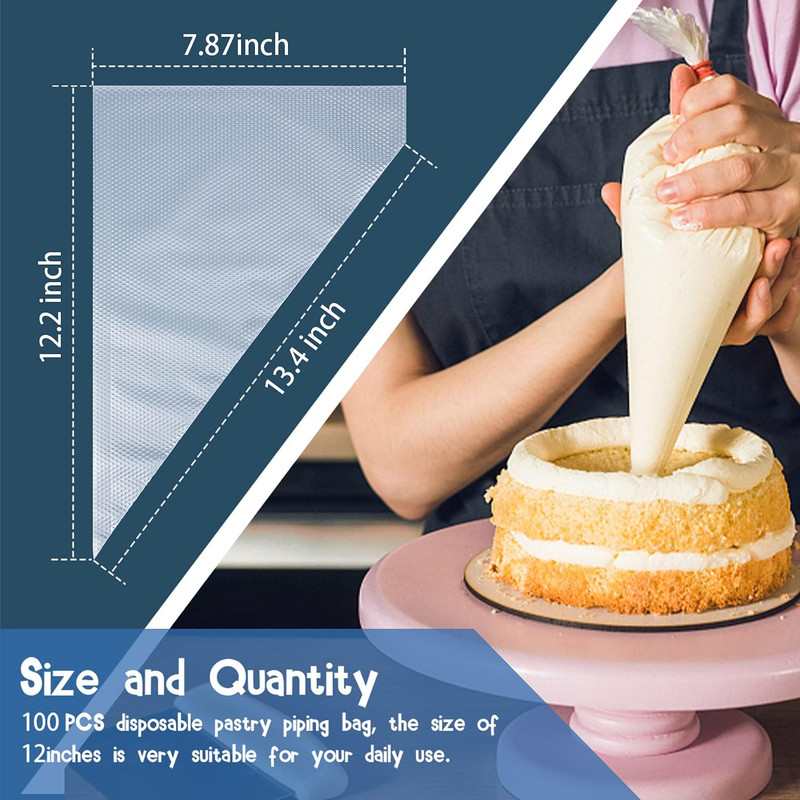 100Pcs Heavy-Duty Disposable Icing Piping Bags, 12-Inch for Baking Decor gallery