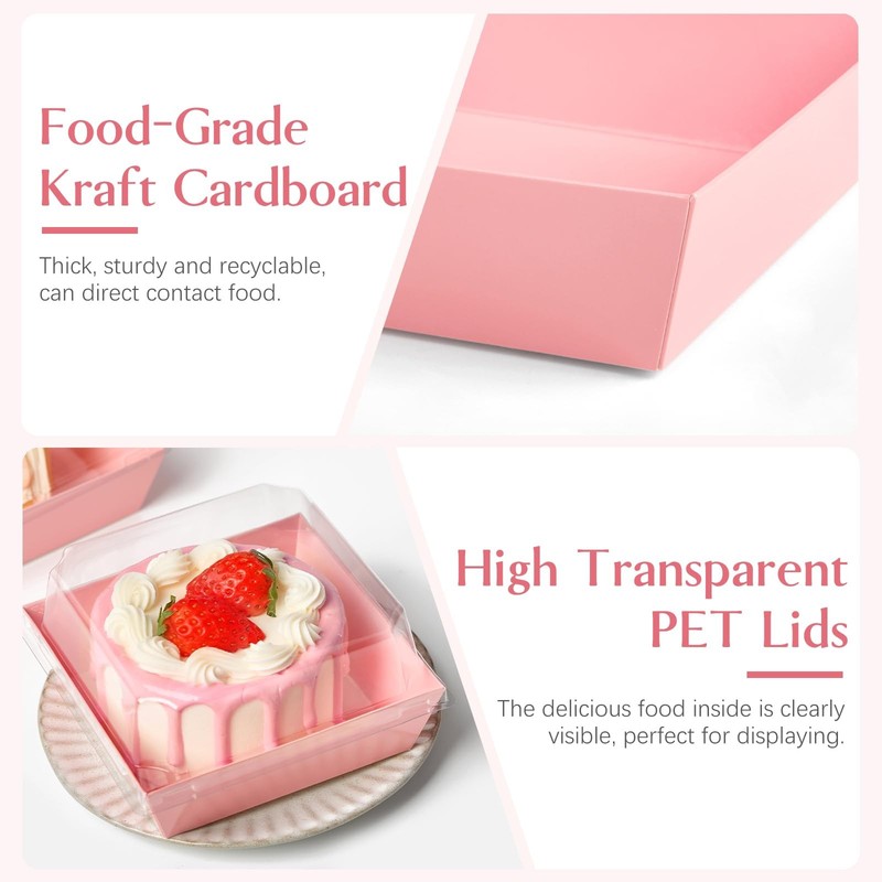 Small Charcuterie Boxes with Clear Lids, 50 Pack, 4", Pink gallery