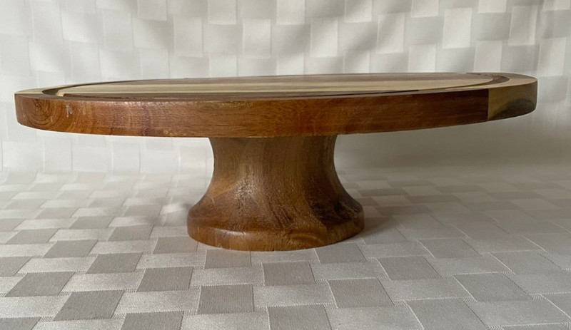 Libbey Acaciawood 11.25" Wood Cake Stand Pedestal Base ~ Farmhouse ~ No Dome gallery