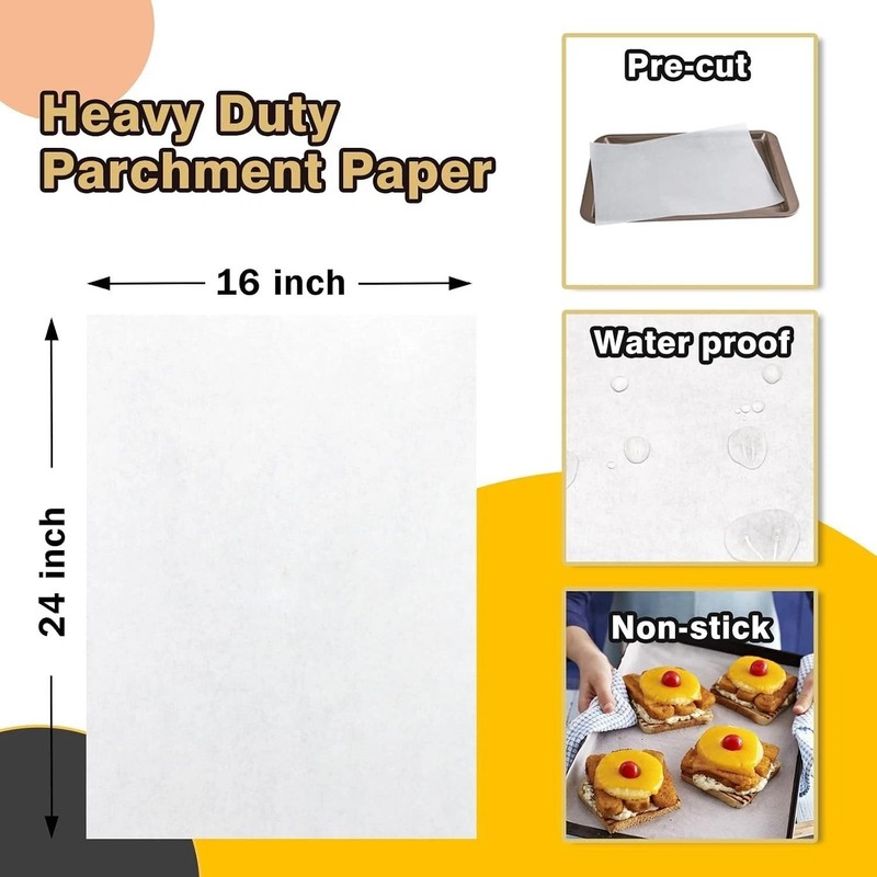 500 Pcs Parchment Paper Sheets 16x24, Non-Stick, Heavy Duty, Wood Pulp gallery