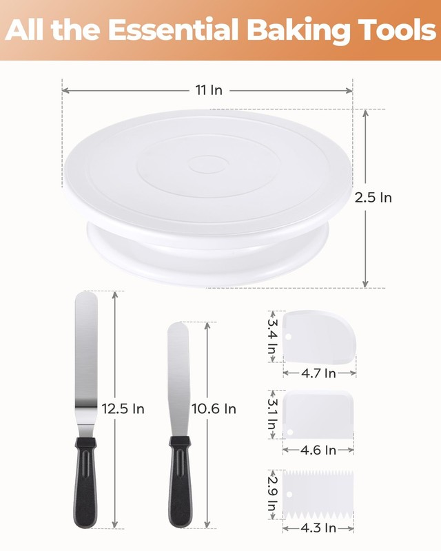 Cake Decorating Kit Baking Supplies Set Cake Turntable with 2 Frosting Straight gallery