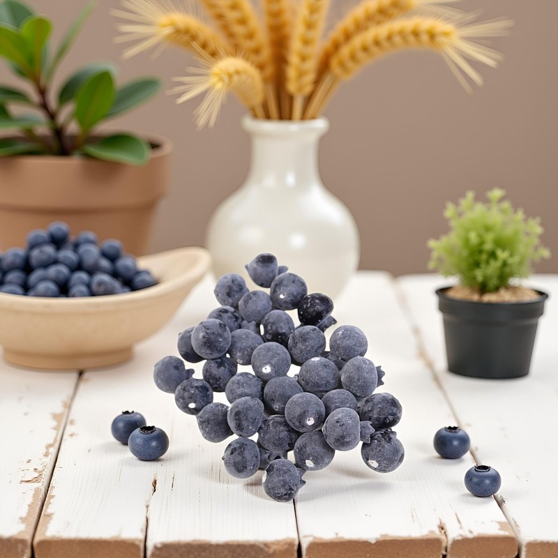 20 Pcs Artificial Blueberries Plastic Fake Blue Berry Plants Realistic gallery