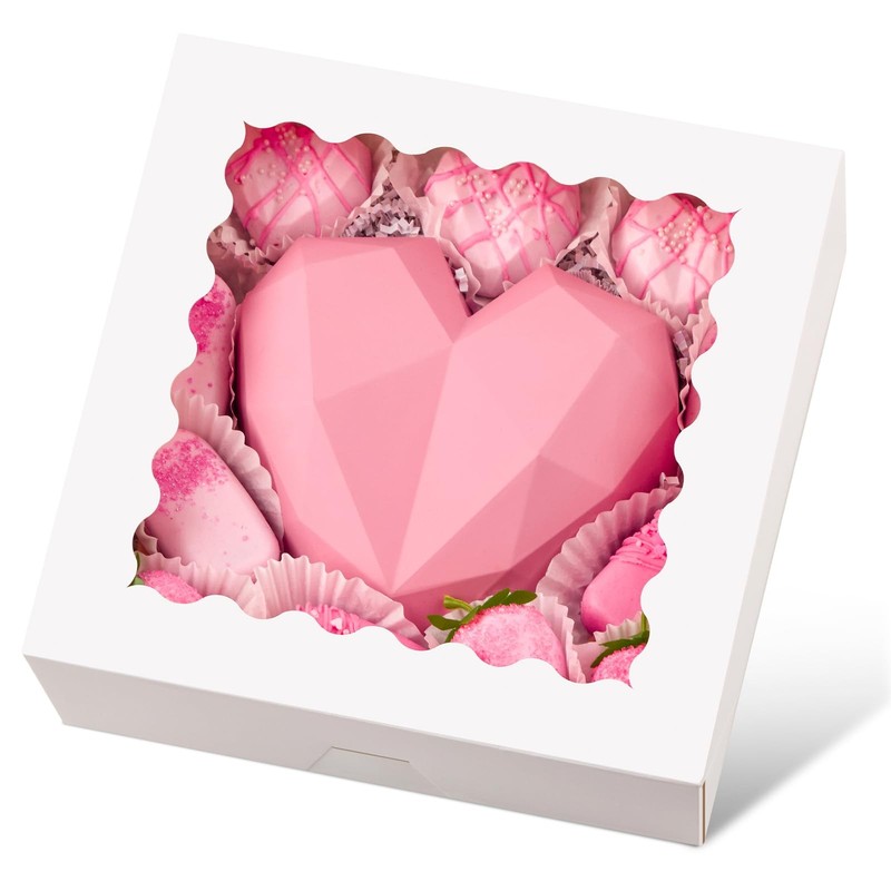 20 PCS Pie Boxes 10x10x2.5 Inch Bakery Window Cookie Treat Pastry Muffin Box