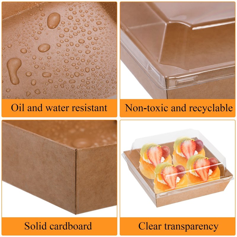 100 Pack Charcuterie Boxes with Clear Lids, 5.4"×5"×2.5" Paper Bakery Dessert... gallery