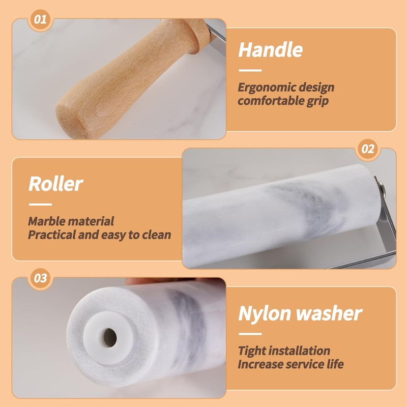 Small Marble Rolling Pin for Dough-Non-Stick T-shaped Hand Roller for Dough,C... gallery