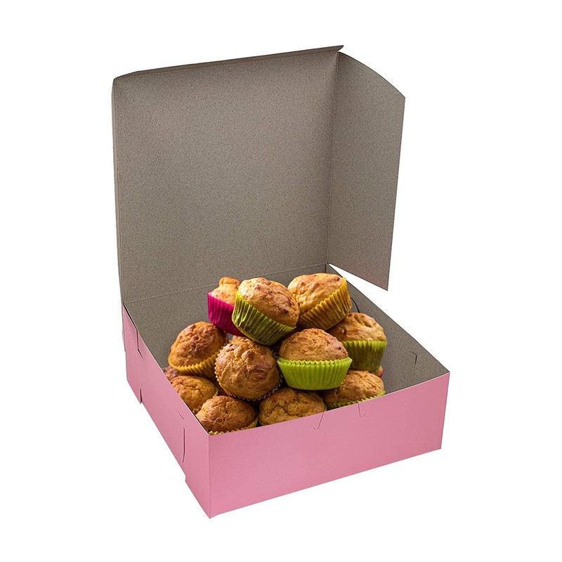 MT Products 8″ x 8″ x 3″ Pink Non-Window Bakery Boxes / Treat Boxes – Pack of 15