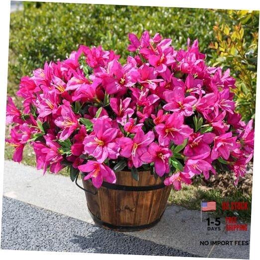 Artificial Fake Flowers for Outdoors Spring Outside Decoration, 3 Fuchsia