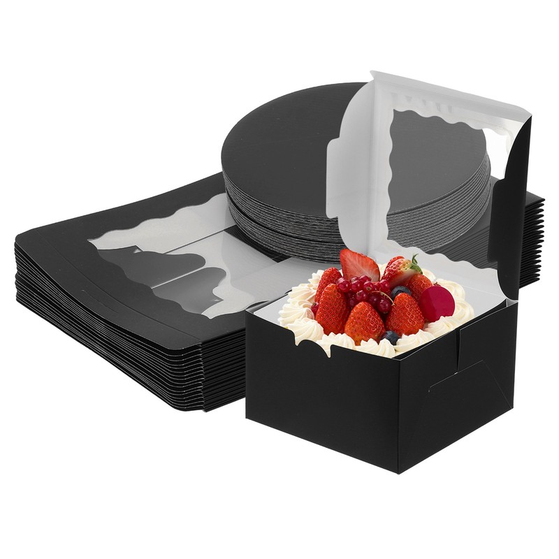 18 Pcs 8 x 8 x 5 Inch Cake Boxes with Window, Black