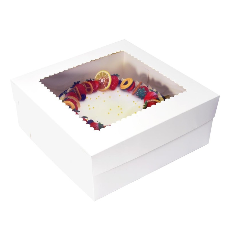JJO Cake Boxes with Window 16x16x6 Inch 10 Pack,White Bakery Boxes,Large Cake…