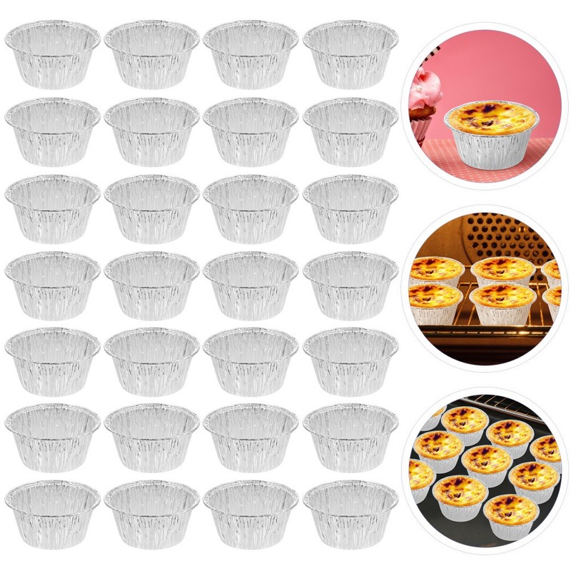 100 Pcs Aluminum Foil Baking Cup Round Egg Tart Molds Cups Muffin Tins gallery