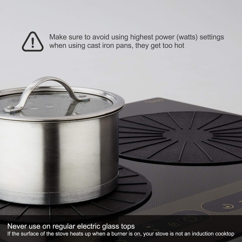 Lazy K Induction Cooktop Mat - Silicone Fiberglass 6.2inches- XS(BK), Black gallery