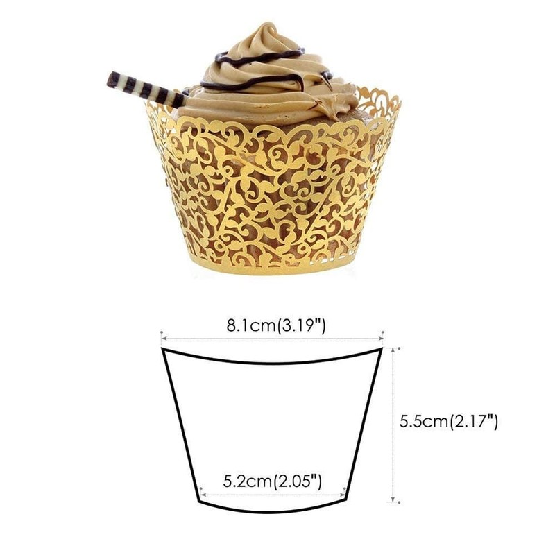 Gold Edible Cupcake Wrappers Filigree Lace Decorative Artistic Golf Cake gallery